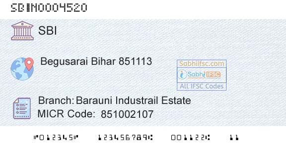 State Bank Of India Barauni Industrail EstateBranch 