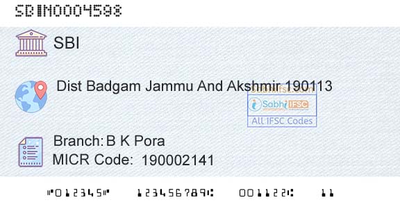 State Bank Of India B K PoraBranch 