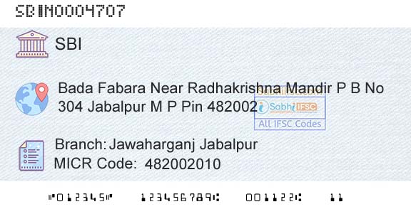 State Bank Of India Jawaharganj JabalpurBranch 