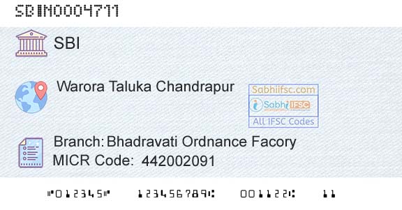 State Bank Of India Bhadravati Ordnance FacoryBranch 
