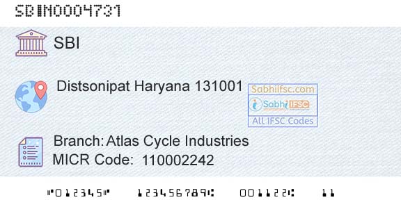 State Bank Of India Atlas Cycle IndustriesBranch 