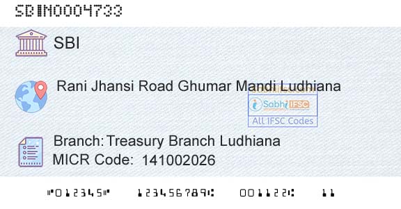 State Bank Of India Treasury Branch LudhianaBranch 