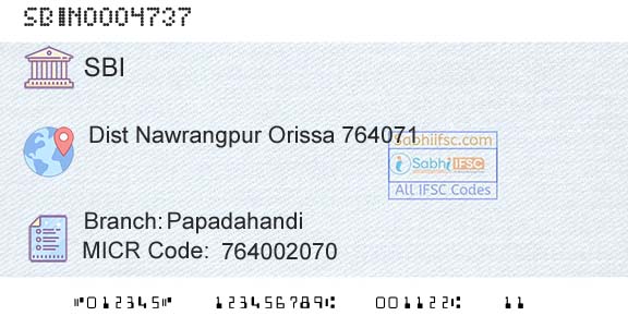State Bank Of India PapadahandiBranch 