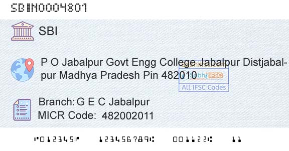 State Bank Of India G E C JabalpurBranch 