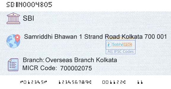 State Bank Of India Overseas Branch KolkataBranch 
