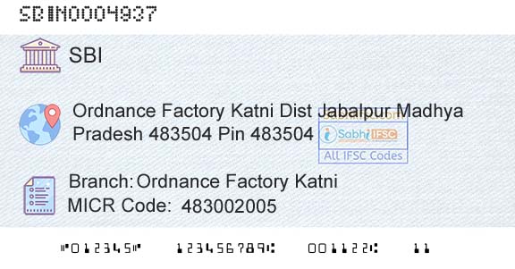 State Bank Of India Ordnance Factory KatniBranch 