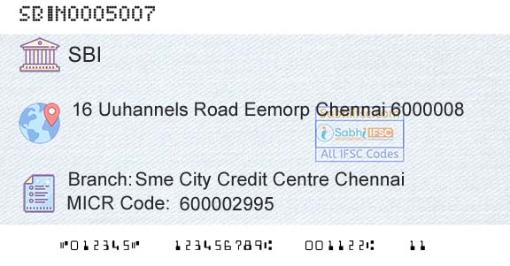 State Bank Of India Sme City Credit Centre ChennaiBranch 
