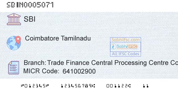 State Bank Of India Trade Finance Central Processing Centre CoimbatoreBranch 