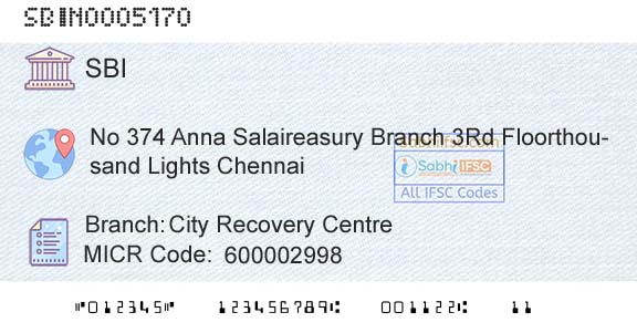 State Bank Of India City Recovery CentreBranch 