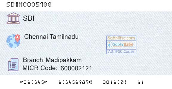 State Bank Of India MadipakkamBranch 