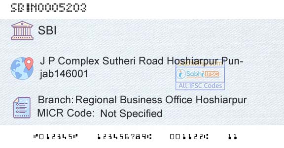 State Bank Of India Regional Business Office HoshiarpurBranch 