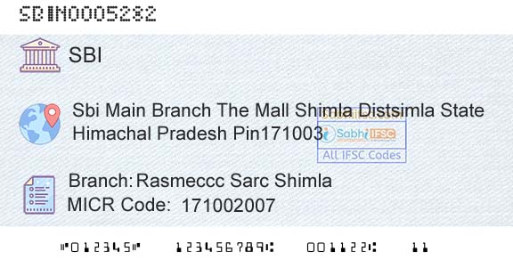 State Bank Of India Rasmeccc Sarc ShimlaBranch 