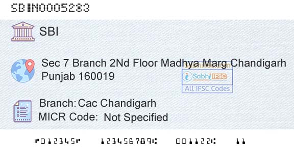State Bank Of India Cac ChandigarhBranch 