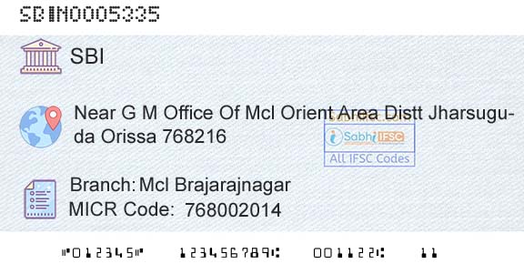 State Bank Of India Mcl BrajarajnagarBranch 