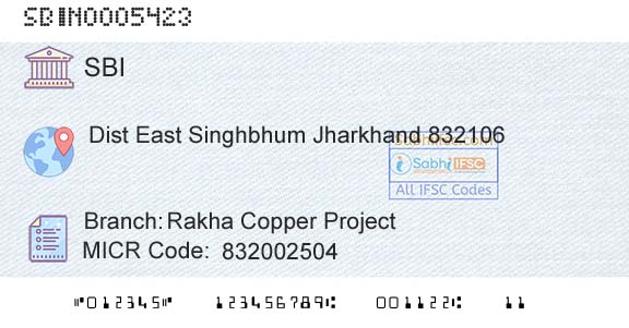 State Bank Of India Rakha Copper ProjectBranch 