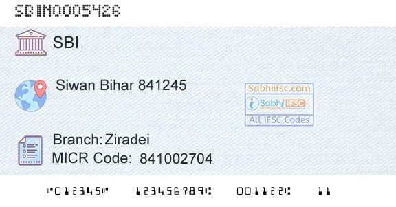 State Bank Of India ZiradeiBranch 