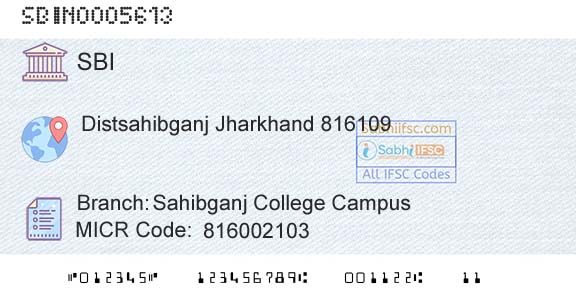 State Bank Of India Sahibganj College CampusBranch 