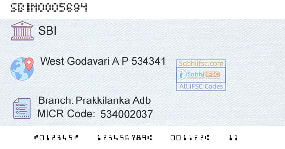 State Bank Of India Prakkilanka AdbBranch 