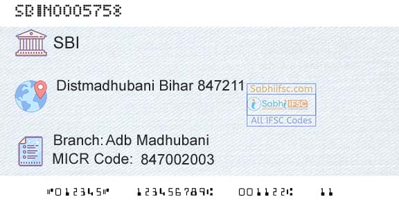 State Bank Of India Adb MadhubaniBranch 