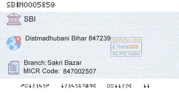 State Bank Of India Sakri BazarBranch 
