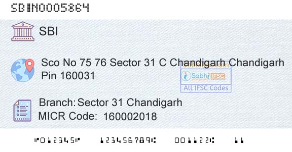 State Bank Of India Sector 31 ChandigarhBranch 