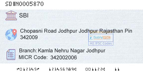 State Bank Of India Kamla Nehru Nagar JodhpurBranch 