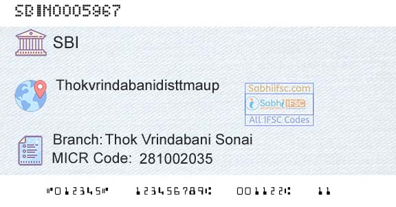 State Bank Of India Thok Vrindabani SonaiBranch 