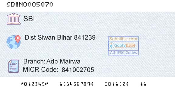 State Bank Of India Adb MairwaBranch 