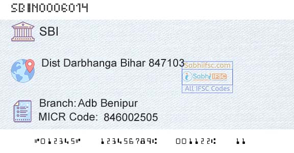State Bank Of India Adb BenipurBranch 