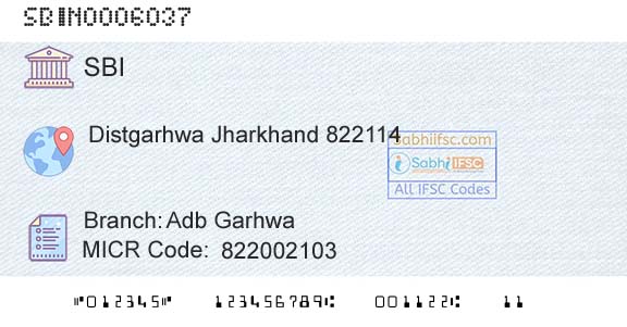 State Bank Of India Adb GarhwaBranch 