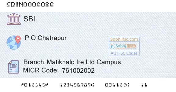 State Bank Of India Matikhalo Ire Ltd CampusBranch 
