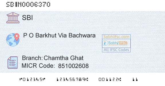 State Bank Of India Chamtha GhatBranch 