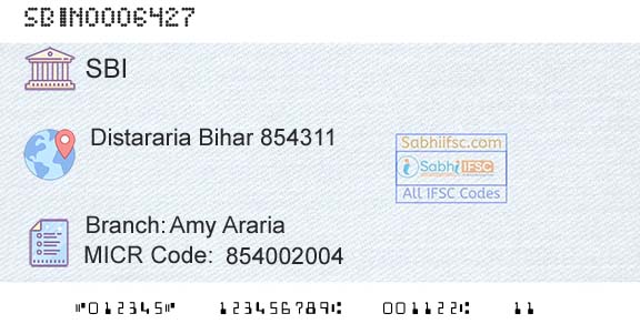 State Bank Of India Amy ArariaBranch 