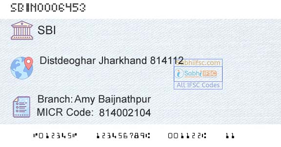 State Bank Of India Amy BaijnathpurBranch 