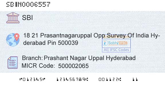 State Bank Of India Prashant Nagar Uppal HyderabadBranch 