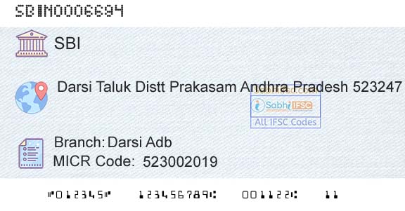 State Bank Of India Darsi AdbBranch 