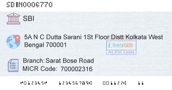 State Bank Of India Sarat Bose RoadBranch 