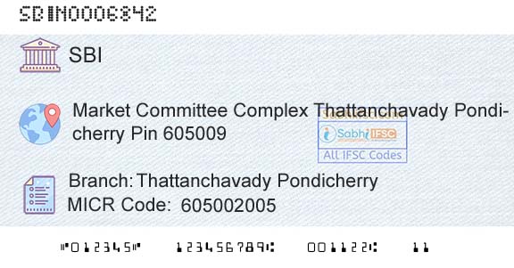 State Bank Of India Thattanchavady PondicherryBranch 