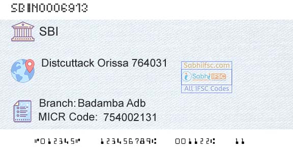 State Bank Of India Badamba AdbBranch 