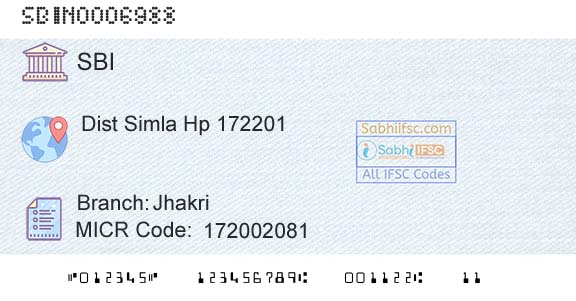 State Bank Of India JhakriBranch 