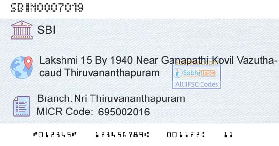 State Bank Of India Nri ThiruvananthapuramBranch 