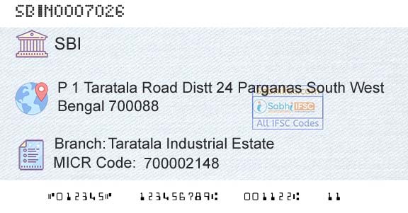 State Bank Of India Taratala Industrial EstateBranch 