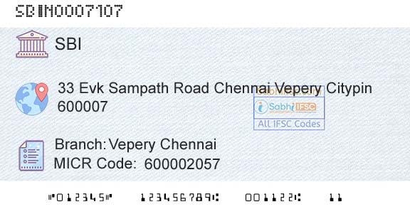 State Bank Of India Vepery ChennaiBranch 