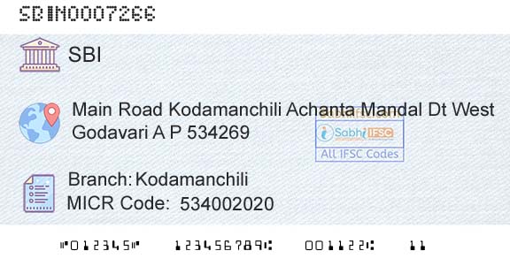 State Bank Of India KodamanchiliBranch 