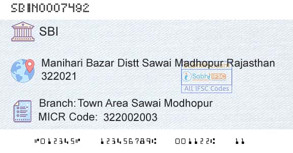 State Bank Of India Town Area Sawai ModhopurBranch 