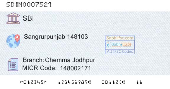 State Bank Of India Chemma JodhpurBranch 