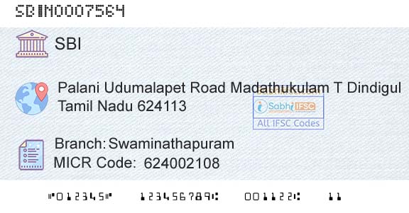 State Bank Of India SwaminathapuramBranch 