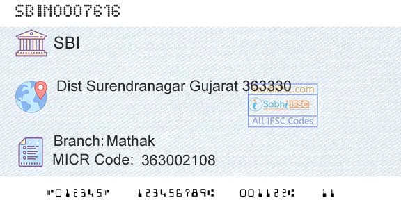 State Bank Of India MathakBranch 