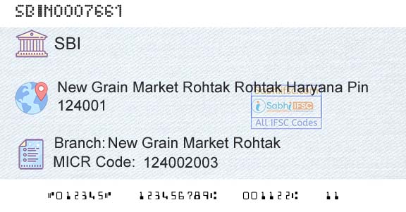 State Bank Of India New Grain Market RohtakBranch 
