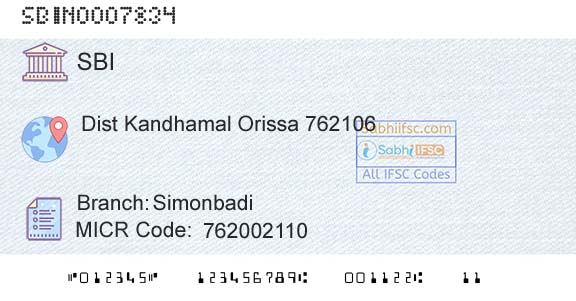 State Bank Of India SimonbadiBranch 